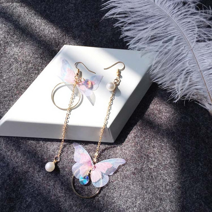Pearl & Butterfly Wing Earrings.