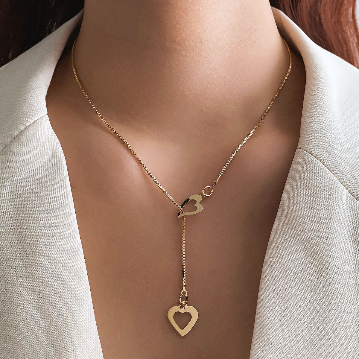 Elegant Double Heart Love Necklace.