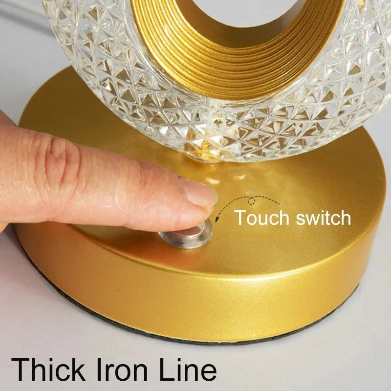 Crystal Touch Dimming Night Lamp Rechargeable