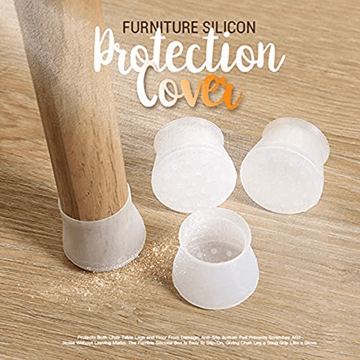 4 Pcs Silicone Chair Leg Protectors With Felt Pads