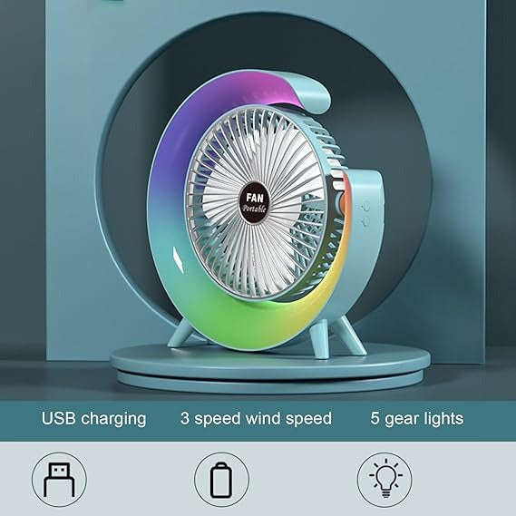 Rechargeable RGB Lighting Desktop Air Cooling Fan