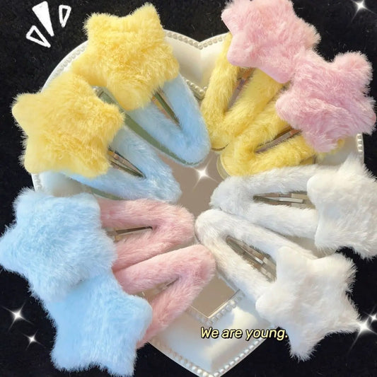 1pc Cute Fluffy Star Hair Clip.