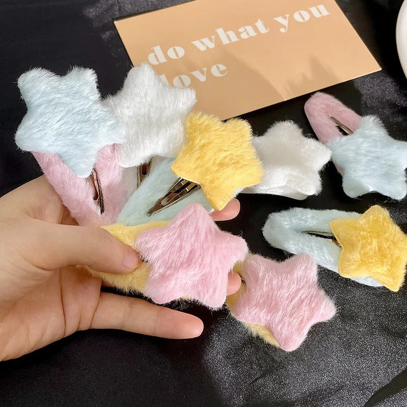 1pc Cute Fluffy Star Hair Clip.