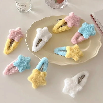 1pc Cute Fluffy Star Hair Clip.