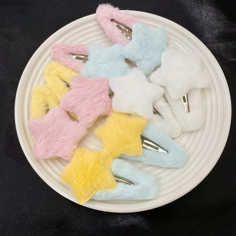 1pc Cute Fluffy Star Hair Clip.